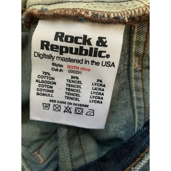 Rock & Republic Roth Rthva Jeans Low Flare Blue Size 28 Cut 000291 - Picture 12 of 12